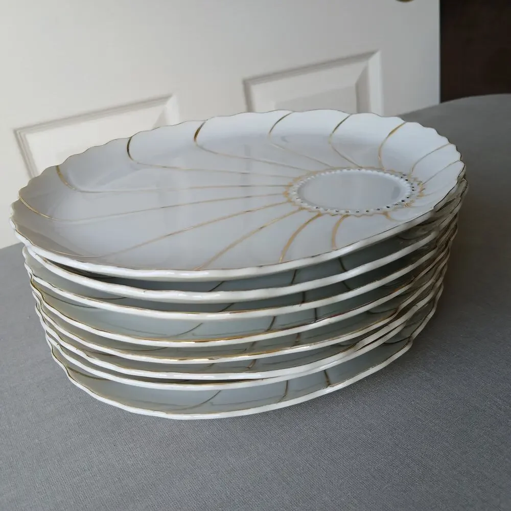 Inarco INA5 snack plate replacement porcelain china white hand painted gold